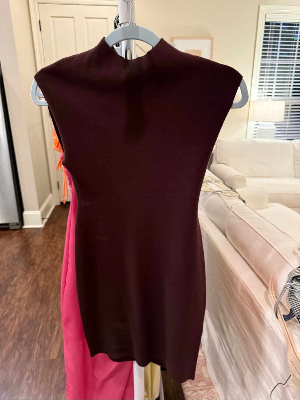 Olivaceous Sleeveless Mock Neck Mini Dress